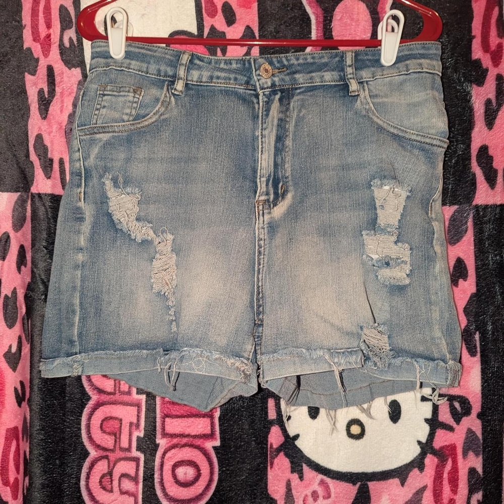 SHEIN Curve Blue Denim Shorts